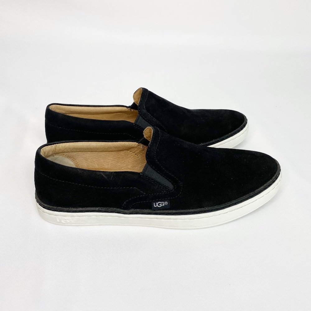 UGG Womens Australia Soleda Black Leather Slip On Loafers Shoes Size US 6.5